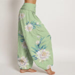 Buddha Stones Epiphyllum Pattern Women's Elastic Waist Harem Pants - image 3