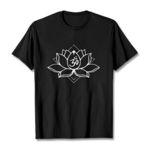 Buddha Stones Blooming Lotus Om Sanskrit Pattern Cotton Tee T-shirt