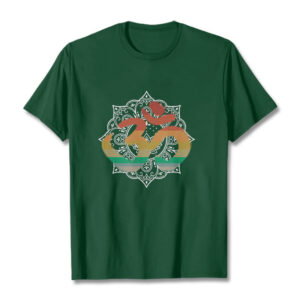 Buddha Stones Gradient-colored Om Sanskrit Mandala Background Pattern Cotton Tee T-shirt