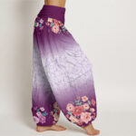 Buddha Stones Casual Floral Leafy Branch Flowing Vines Pattern Women's Elastic Waist Harem Pants - image 2