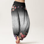 Buddha Stones Casual Floral Leafy Branch Flowing Vines Pattern Women's Elastic Waist Harem Pants - image 7