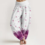 Buddha Stones Casual Floral Leaf Grass Pattern Women's Elastic Waist Harem Pants - Purple - US22，UK/AU26，EU54 (6XL) - image 1