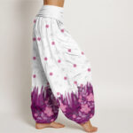 Buddha Stones Casual Floral Leaf Grass Pattern Women's Elastic Waist Harem Pants - image 3