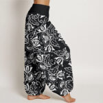 Buddha Stones Casual Plant Leaves Paisley Vortex Pattern Women's Elastic Waist Harem Pants - image 10