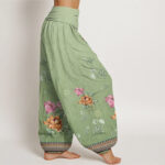 Buddha Stones Casual Plant Peony Petals Pattern Women's Elastic Waist Harem Pants - image 2