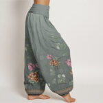 Buddha Stones Casual Plant Peony Petals Pattern Women's Elastic Waist Harem Pants - image 6