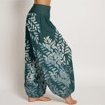 Buddha Stones Casual Plant Interlaced Leaves Pattern Women's Elastic Waist Harem Pants - image 6