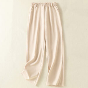 Buddha Stones Vintage Elastic Waistband Design Drawstring Women's Cotton Pants With Pockets
