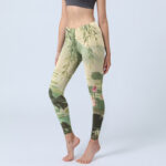 Buddha Stones Pink Lotus Flower Lotus Leaves Willow Branch Pattern Print Gym Leggings Women's Yoga Pants - SeaGreen - US18，UK/AU22，EU50 (4XL) - image 1