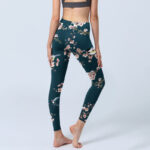 Buddha Stones Sparrow Swallow Peach Blossom Pattern Print Gym Leggings Women's Yoga Pants - image 4