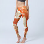 Buddha Stones Red-Crowned Crane Cherry Blossom Lotus Flower Pattern Print Gym Leggings Women's Yoga Pants - OrangeRed - US18，UK/AU22，EU50 (4XL) - image 1