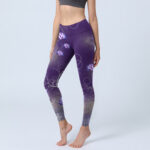 Buddha Stones Lotus Flower White Branch Dotted Circle Pattern Print Gym Leggings Women's Yoga Pants - Purple - US18，UK/AU22，EU50 (4XL) - image 1