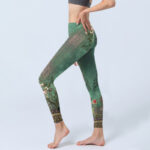 Buddha Stones Vintage Floral Garland Lace Damask Pattern Print Gym Leggings Women's Yoga Pants - image 3