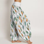 Buddha Stones Casual Delicate Colorful Leaf Pattern Women's Elastic Waist Harem Pants - image 2