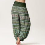 Buddha Stones Casual Tribal Style Geometric Pattern Women's Elastic Waist Harem Pants - image 7
