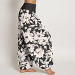 Buddha Stones Casual Large Blooms Lush Foliage Pattern Women's Elastic Waist Harem Pants - image 2