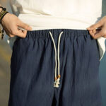 Buddha Stones Summer Plain Pleat Design Drawstring Men's 7-8 Length Cotton Linen Pants With Pockets - image 16