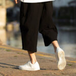 Buddha Stones Summer Plain Pleat Design Drawstring Men's 7-8 Length Cotton Linen Pants With Pockets - image 7