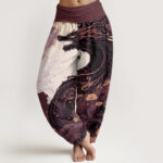 Buddha Stones Casual Dragon Ancient Tree Pattern Women's Elastic Waist Harem Pants - RosyBrown - US22，UK/AU26，EU54 (6XL) - image 5
