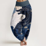 Buddha Stones Casual Dragon Ancient Tree Pattern Women's Elastic Waist Harem Pants - SteelBlue - US22，UK/AU26，EU54 (6XL) - image 8