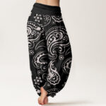 Buddha Stones Casual Elegant Paisley Floral Pattern Women's Elastic Waist Harem Pants - image 3