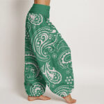 Buddha Stones Casual Elegant Paisley Floral Pattern Women's Elastic Waist Harem Pants - image 9