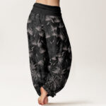 Buddha Stones Casual Plant Dandelion Seed Pattern Women's Elastic Waist Harem Pants - image 10