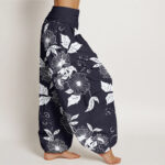 Buddha Stones Casual Vine Flowers Leaves Pattern Women's Elastic Waist Harem Pants - image 2