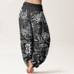 Buddha Stones Casual Floral Swirling Vines Pattern Women's Elastic Waist Harem Pants - image 10