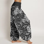 Buddha Stones Casual Floral Swirling Vines Pattern Women's Elastic Waist Harem Pants - image 9