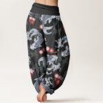 Buddha Stones Casual Koi Fish Cherry Blossoms Pattern Women's Elastic Waist Harem Pants - image 7