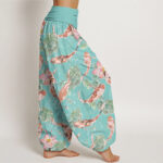 Buddha Stones Casual Koi Fish Lotus Pattern Women's Elastic Waist Harem Pants - image 9
