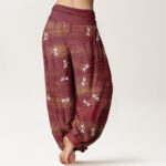 Buddha Stones Casual Dragonfly Wave Pattern Women's Elastic Waist Harem Pants - image 10