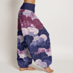 Buddha Stones Casual Auspicious Clouds Pattern Women's Elastic Waist Harem Pants - image 6