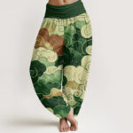Buddha Stones Casual Auspicious Clouds Pattern Women's Elastic Waist Harem Pants - Green - US22，UK/AU26，EU54 (6XL) - image 8
