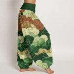 Buddha Stones Casual Auspicious Clouds Pattern Women's Elastic Waist Harem Pants - image 9