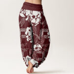 Buddha Stones Casual Simple Floral Leaf Pattern Women's Elastic Waist Harem Pants - image 7