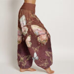 Buddha Stones Vintage Butterfly Pattern Women's Elastic Waist Harem Pants - image 7