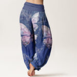 Buddha Stones Vintage Butterfly Pattern Women's Elastic Waist Harem Pants - image 9