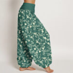Buddha Stones Flower Branch Pattern Simple Design Women's Elastic Waist Harem Pants - image 3