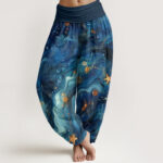 Buddha Stones Oceanic Golde Star Pattern Women's Elastic Waist Harem Pants - DarkBlue - US22，UK/AU26，EU54 (6XL) - image 1