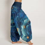 Buddha Stones Oceanic Golde Star Pattern Women's Elastic Waist Harem Pants - image 3