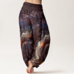 Buddha Stones Oceanic Golde Star Pattern Women's Elastic Waist Harem Pants - image 6