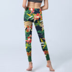 Buddha Stones Red Flowers Yellow-green Bamboo Pine Trees Print Gym Leggings Women's Yoga Pants - image 7