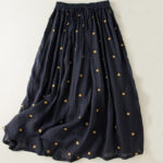 Buddha Stones Artistic Vintage Dot Pattern Women's Pleated Skirt - MidnightBlue - US8-10，UK/AU12-14，EU40-42 (2XL) - image 15