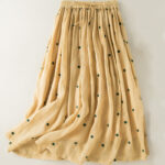Buddha Stones Artistic Vintage Dot Pattern Women's Pleated Skirt - Yellow - US8-10，UK/AU12-14，EU40-42 (2XL) - image 24