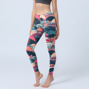 Buddha Stones Colorful Ocean Waves Print Gym Leggings Women's Yoga Pants - PaleVioletRed - US18，UK/AU22，EU50 (4XL) - image 1