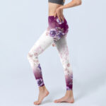 Buddha Stones Purple Floral Print Gym Leggings Women's Yoga Pants - image 3