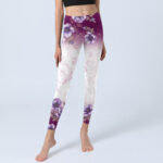 Buddha Stones Purple Floral Print Gym Leggings Women's Yoga Pants - image 6