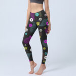 Buddha Stones Colorful Cashew Flower Print Gym Leggings Women's Yoga Pants - Black - US18，UK/AU22，EU50 (4XL) - image 1